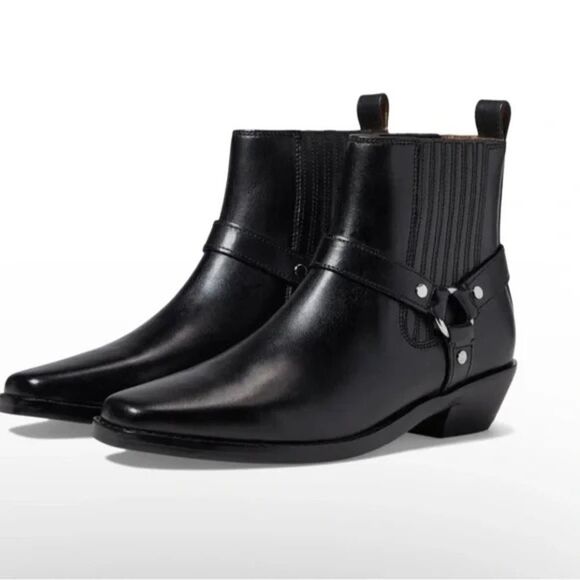Madewell "The Santiago" Western Ankle Boots Black Leather Size 8.5 NEW - Picture 1 of 6